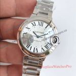 Copy Ballon Bleu De Cartier White Roman Dial Stainless Steel Watch 33mm 